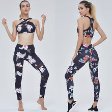 Load image into Gallery viewer, Sport Wear For Women Two Piece Gym Yoga Workout Set Floral Print Conjuntos Deportivos Mujer Fitness Clothing Roupa Feminina