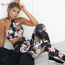 Load image into Gallery viewer, Sport Wear For Women Two Piece Gym Yoga Workout Set Floral Print Conjuntos Deportivos Mujer Fitness Clothing Roupa Feminina