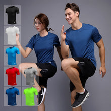 Load image into Gallery viewer, Women Men Sport Suits Fitness Gym Sets Running Sportswear Training Basketball Soccer Wear Jogging Clothing Tes Shirt Shorts