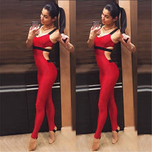 Load image into Gallery viewer, Active Women Summer Red Yoga Sport Gym Wear Deep V Backless Flex Mujer Fitness Jogging Jumpsuit Seamless Femme Workout Clothing