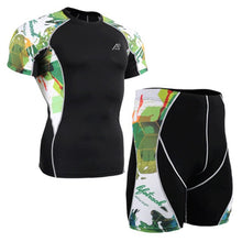 Load image into Gallery viewer, The new mens running sets suits track suit comfort fitness t shirt 2015 fitness running t shirt+shorts men gym wear