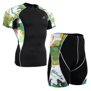 The new mens running sets suits track suit comfort fitness t shirt 2015 fitness running t shirt+shorts men gym wear