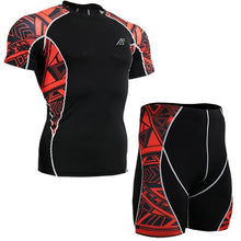 Load image into Gallery viewer, The new mens running sets suits track suit comfort fitness t shirt 2015 fitness running t shirt+shorts men gym wear