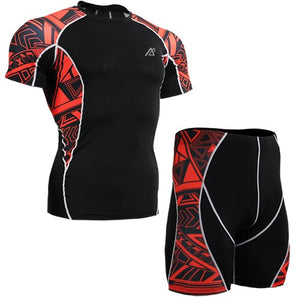 The new mens running sets suits track suit comfort fitness t shirt 2015 fitness running t shirt+shorts men gym wear