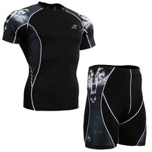 Load image into Gallery viewer, The new mens running sets suits track suit comfort fitness t shirt 2015 fitness running t shirt+shorts men gym wear