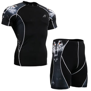 The new mens running sets suits track suit comfort fitness t shirt 2015 fitness running t shirt+shorts men gym wear