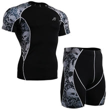 Load image into Gallery viewer, The new mens running sets suits track suit comfort fitness t shirt 2015 fitness running t shirt+shorts men gym wear