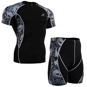 The new mens running sets suits track suit comfort fitness t shirt 2015 fitness running t shirt+shorts men gym wear