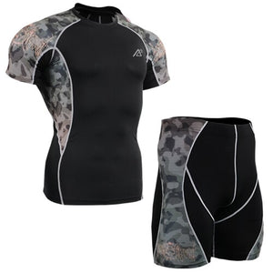 The new mens running sets suits track suit comfort fitness t shirt 2015 fitness running t shirt+shorts men gym wear