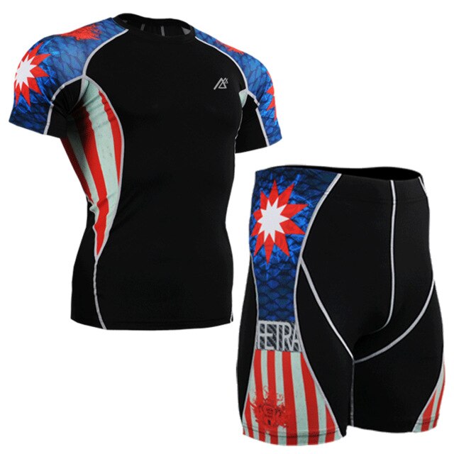 The new mens running sets suits track suit comfort fitness t shirt 2015 fitness running t shirt+shorts men gym wear