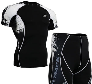 The new mens running sets suits track suit comfort fitness t shirt 2015 fitness running t shirt+shorts men gym wear