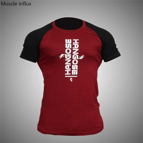 New Fitness Top Sport T Shirt Men Cotton Bodybuilding Running Shirt Men Crossfit Tshirt Workout Mens Gym Shirt Quick Dry T-Shirt