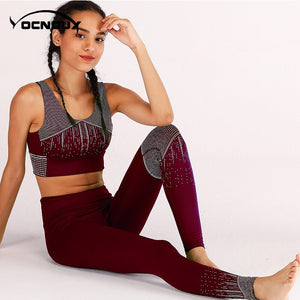 Yocndux Women's Fitness tracksuit Workout Top And Legging Pants 2 Pieces Set 2018 yoga set sports wear for women gym