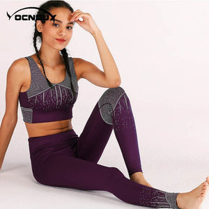 Yocndux Women's Fitness tracksuit Workout Top And Legging Pants 2 Pieces Set 2018 yoga set sports wear for women gym