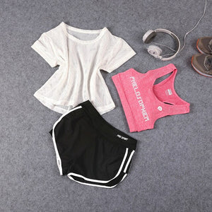 1Set/3Pcs Sport Wear Gym Running Yoga Set Sport Shirt for Women Sports Bra Fitness Pants Leggings Shorts Tracksuit Gym Leggings