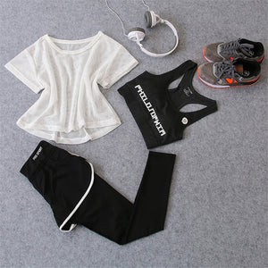 1Set/3Pcs Sport Wear Gym Running Yoga Set Sport Shirt for Women Sports Bra Fitness Pants Leggings Shorts Tracksuit Gym Leggings