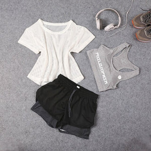 1Set/3Pcs Sport Wear Gym Running Yoga Set Sport Shirt for Women Sports Bra Fitness Pants Leggings Shorts Tracksuit Gym Leggings