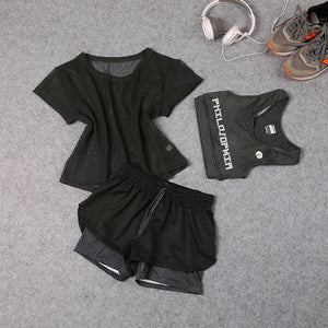 1Set/3Pcs Sport Wear Gym Running Yoga Set Sport Shirt for Women Sports Bra Fitness Pants Leggings Shorts Tracksuit Gym Leggings