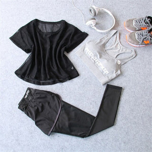 1Set/3Pcs Sport Wear Gym Running Yoga Set Sport Shirt for Women Sports Bra Fitness Pants Leggings Shorts Tracksuit Gym Leggings