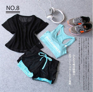 1Set/3Pcs Sport Wear Gym Running Yoga Set Sport Shirt for Women Sports Bra Fitness Pants Leggings Shorts Tracksuit Gym Leggings