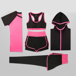 Sport Women Suit Sets 5 Pieces Women Sportwear Yoga Fitness Gym Set Yoga Sportwear Workout Fitness Yoga Wear Set