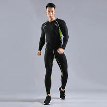 Load image into Gallery viewer, Men&#39;s Sports Fitness Running T-Shirt + Pants-Compression Skin Compression Fitness Training Suits Long Sleeve Fitness Yoga Wear