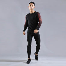 Load image into Gallery viewer, Men&#39;s Sports Fitness Running T-Shirt + Pants-Compression Skin Compression Fitness Training Suits Long Sleeve Fitness Yoga Wear