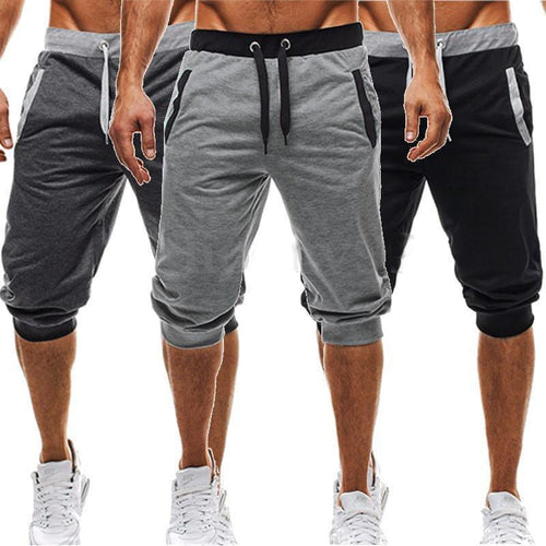 2019 mens workout running shorts Soft 3/4 Trousers  Color Patchwork gym Joggers Short Sweatpants men sport Bermuda Shorts DK-98