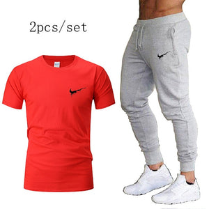 Autumn running set suits Men's Tracksuit Sports Suit Gym Fitness t-shirt+pants Running Jogging Sport Wear Exercise Workout Tight