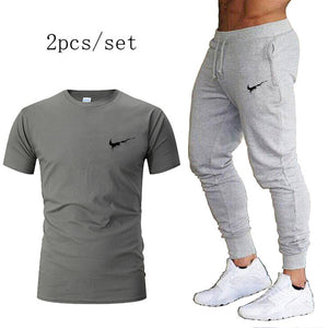 Autumn running set suits Men's Tracksuit Sports Suit Gym Fitness t-shirt+pants Running Jogging Sport Wear Exercise Workout Tight