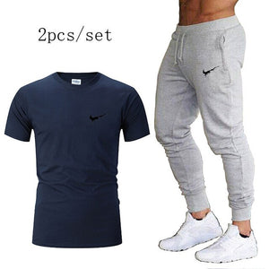 Autumn running set suits Men's Tracksuit Sports Suit Gym Fitness t-shirt+pants Running Jogging Sport Wear Exercise Workout Tight