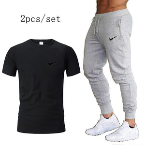 Autumn running set suits Men's Tracksuit Sports Suit Gym Fitness t-shirt+pants Running Jogging Sport Wear Exercise Workout Tight