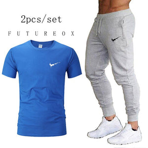 Autumn running set suits Men's Tracksuit Sports Suit Gym Fitness t-shirt+pants Running Jogging Sport Wear Exercise Workout Tight