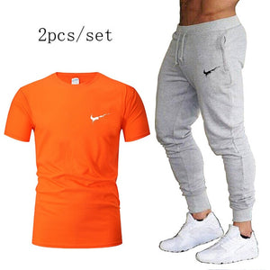 Autumn running set suits Men's Tracksuit Sports Suit Gym Fitness t-shirt+pants Running Jogging Sport Wear Exercise Workout Tight