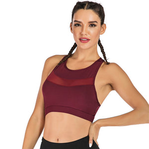 Sports Bras Vest Underwear Shockproof Breathable Gym Fitness Athletic Running Yoga Sport Tops Sexy Mesh Stitching Sports Bra