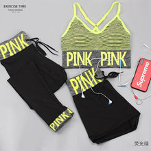 Load image into Gallery viewer, Pink Sports Yoga Sets Sports Bra+Yoga Pants+Shorts Fitness Clothing Sportwear Women Yoga Suit Sports Wear For Women Gym Clothing