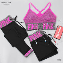 Load image into Gallery viewer, Pink Sports Yoga Sets Sports Bra+Yoga Pants+Shorts Fitness Clothing Sportwear Women Yoga Suit Sports Wear For Women Gym Clothing