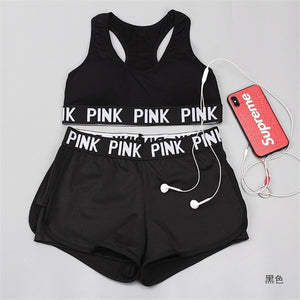 Pink Sports Yoga Sets Sports Bra+Yoga Pants+Shorts Fitness Clothing Sportwear Women Yoga Suit Sports Wear For Women Gym Clothing