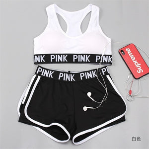 Pink Sports Yoga Sets Sports Bra+Yoga Pants+Shorts Fitness Clothing Sportwear Women Yoga Suit Sports Wear For Women Gym Clothing