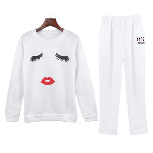 New Sport Sweater Women Large Size Sports Suit Female Letter Printing Sweatshirt Casual Trousers Two-piece Tracksuit Women Set