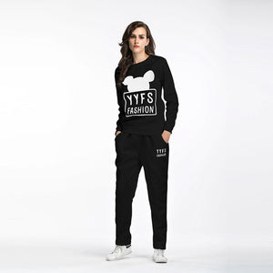 New Sport Sweater Women Large Size Sports Suit Female Letter Printing Sweatshirt Casual Trousers Two-piece Tracksuit Women Set