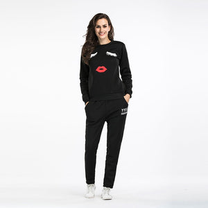 New Sport Sweater Women Large Size Sports Suit Female Letter Printing Sweatshirt Casual Trousers Two-piece Tracksuit Women Set