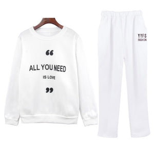 New Sport Sweater Women Large Size Sports Suit Female Letter Printing Sweatshirt Casual Trousers Two-piece Tracksuit Women Set