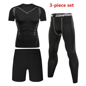 4pcs / set Men's Tracksuit Sport Suit Gym Fitness Compression Clothing Running Jogging Sport Wear Exercise Workout Tights