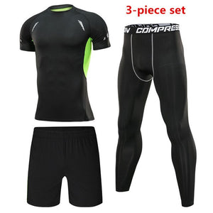 4pcs / set Men's Tracksuit Sport Suit Gym Fitness Compression Clothing Running Jogging Sport Wear Exercise Workout Tights