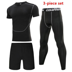 4pcs / set Men's Tracksuit Sport Suit Gym Fitness Compression Clothing Running Jogging Sport Wear Exercise Workout Tights