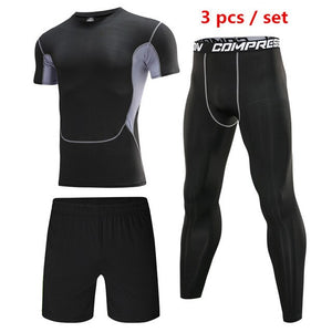 4pcs / set Men's Tracksuit Sport Suit Gym Fitness Compression Clothing Running Jogging Sport Wear Exercise Workout Tights