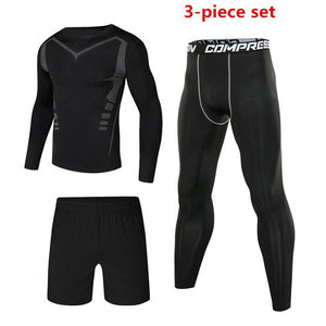 4pcs / set Men's Tracksuit Sport Suit Gym Fitness Compression Clothing Running Jogging Sport Wear Exercise Workout Tights