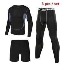 Load image into Gallery viewer, 4pcs / set Men&#39;s Tracksuit Sport Suit Gym Fitness Compression Clothing Running Jogging Sport Wear Exercise Workout Tights