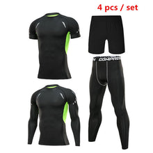 Load image into Gallery viewer, 4pcs / set Men&#39;s Tracksuit Sport Suit Gym Fitness Compression Clothing Running Jogging Sport Wear Exercise Workout Tights